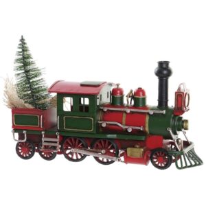 Locomotiva Natalizia in Metallo con Albero di Natale