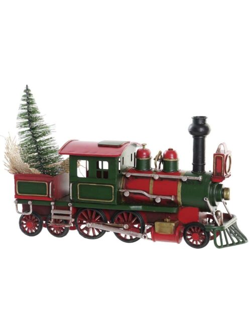 Locomotiva Natalizia in Metallo con Albero di Natale