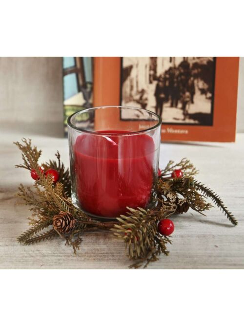 Candela Cera in Vaso di Cristallo con Decorazioni