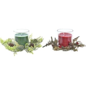 Candela Cera in Vaso di Cristallo con Decorazioni