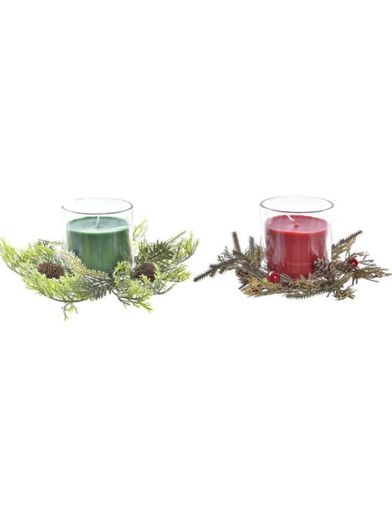 Candela Cera In Vaso Di Cristallo Con Decorazioni