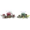 Set Di 2 Candele Cera In Vetro Con Decorazioni