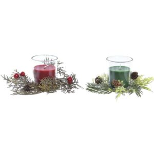 Set di 2 Candele Cera in Vetro con Decorazioni