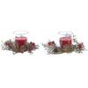 Set Di 2 Candele Cera In Vetro Con Decorazioni