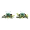 Set Di 2 Candele Cera In Vetro Con Decorazioni