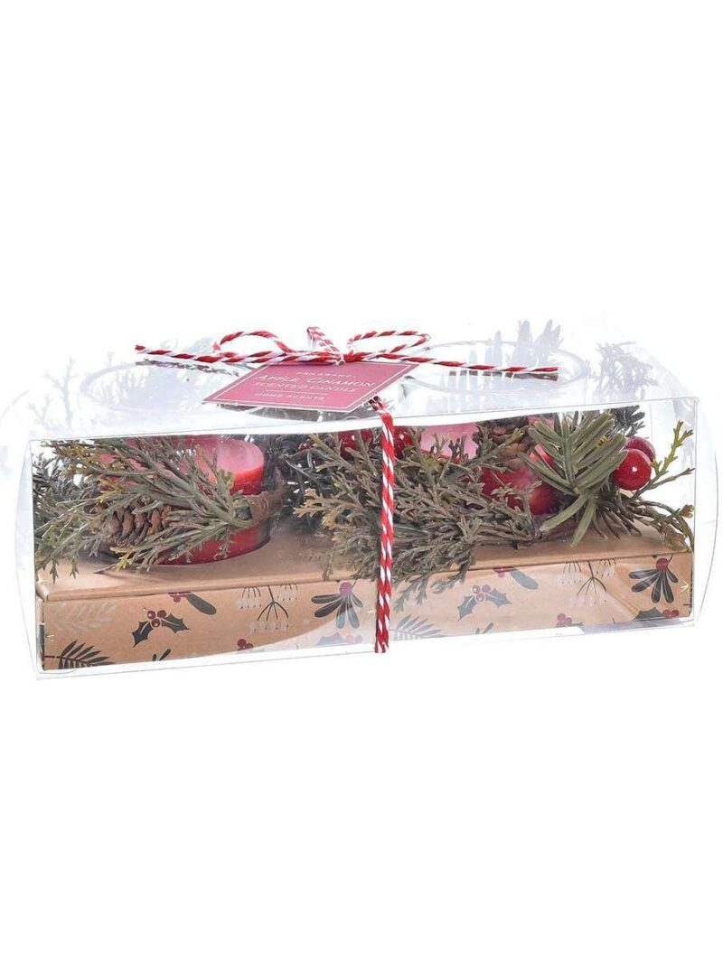Set Di 2 Candele Cera In Vetro Con Decorazioni