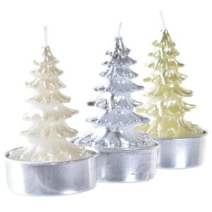 Set 4 Candele Segnaposto Alberello in Cera