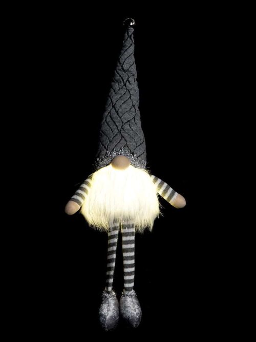 Figura Gnomo con Led in Pancia e Barba 24x14x64 cm