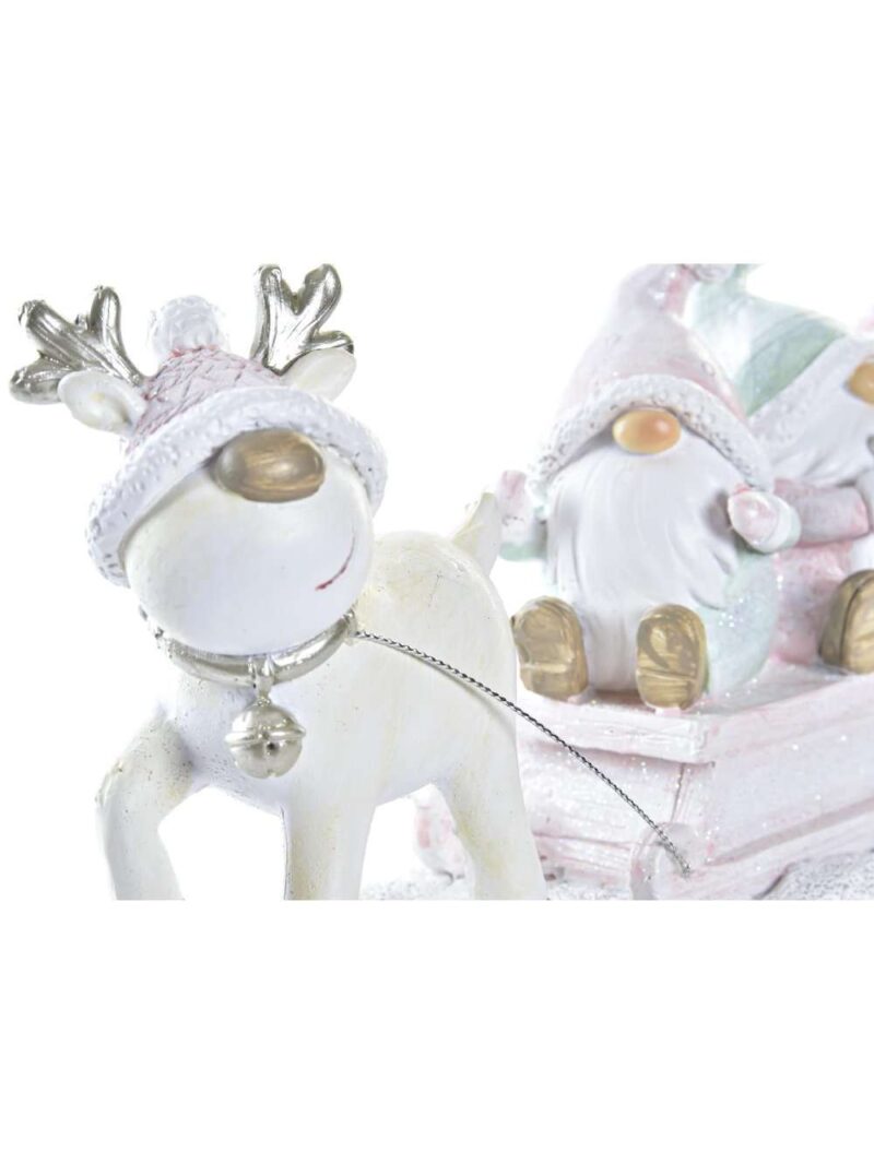 Decorazione Slitta Rosa Con Renna E Gnomi