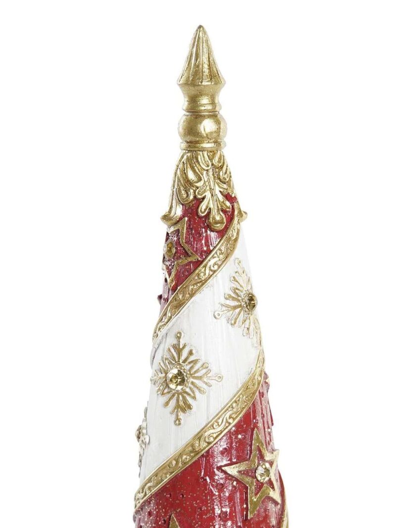 Albero Bianco Rosso Oro A Cono In Resina