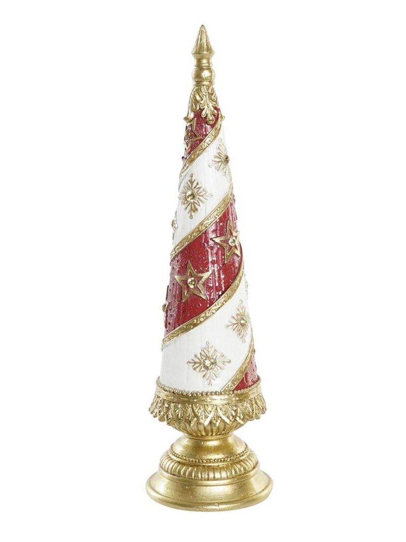 Albero Bianco Rosso Oro A Cono In Resina