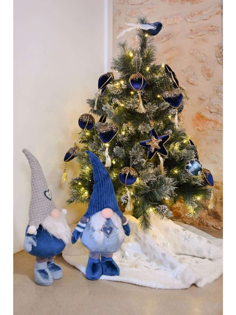 Figura Gnomo Azzurro Con Barba Bianca