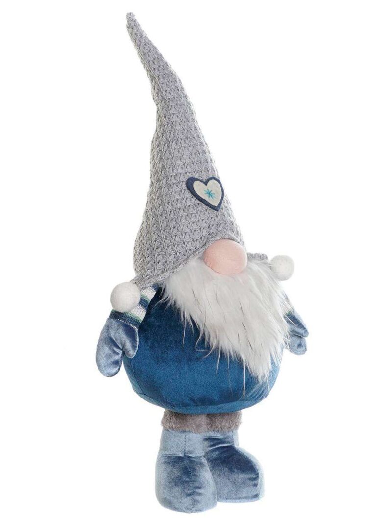 Figura Gnomo Azzurro Con Barba Bianca