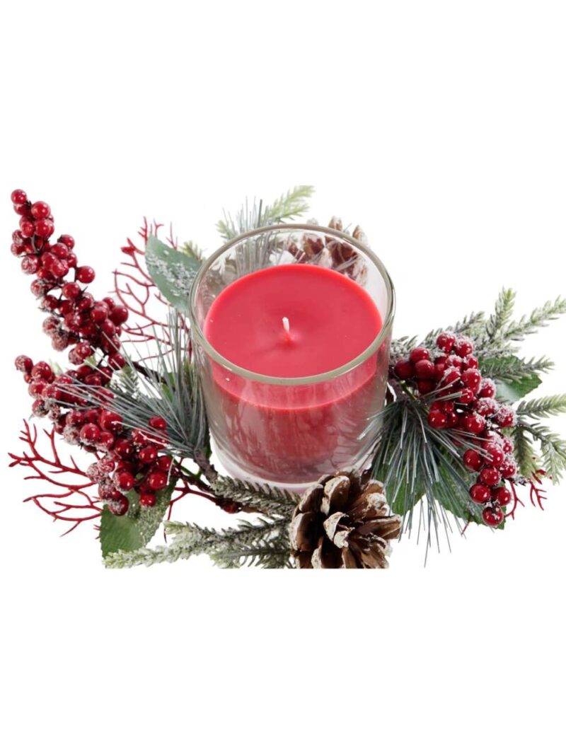 Candela In Cera Con Decorazioni Natalizie In Vetro