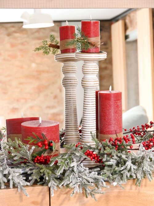 Candele a LED in Cera Rosso con Movimento di Fiamma