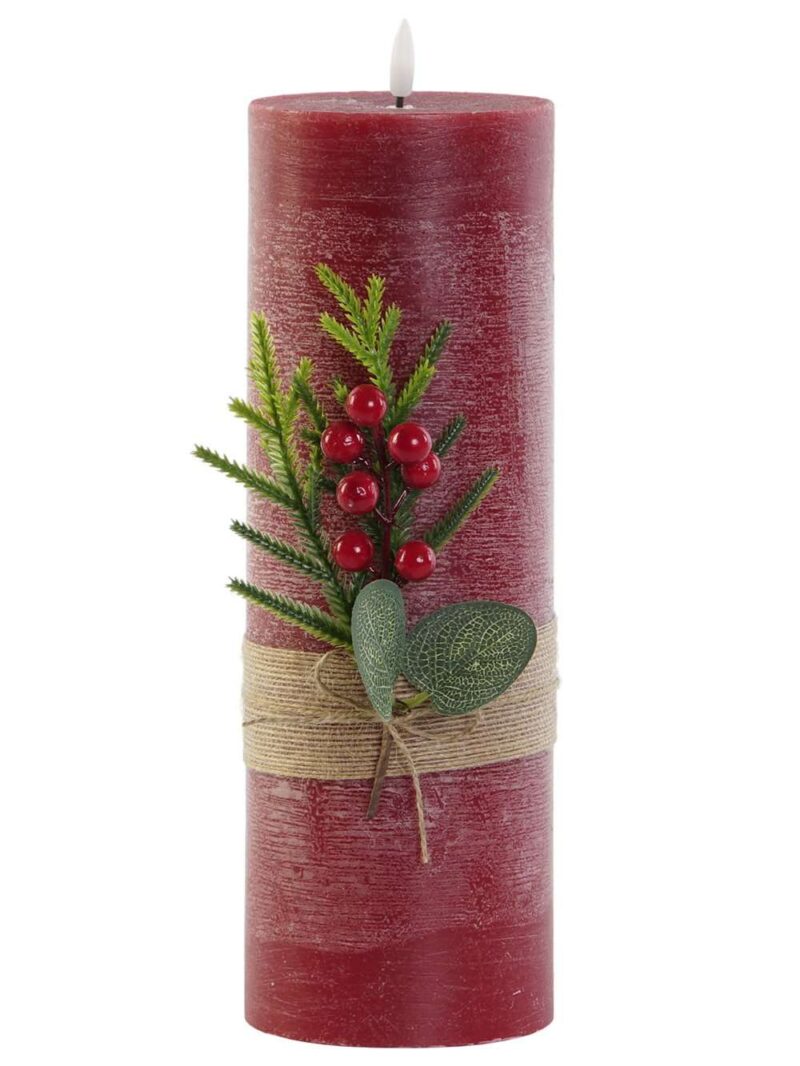 Candele A Led In Cera Rosso Con Movimento Di Fiamma H30