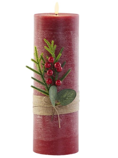 Candele a LED in Cera Rosso con Movimento di Fiamma h30