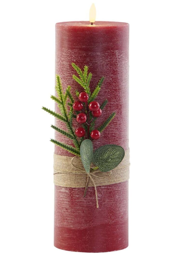 Candele A Led In Cera Rosso Con Movimento Di Fiamma H30
