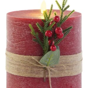 Candele a LED in Cera Rosso con Movimento di Fiamma h15