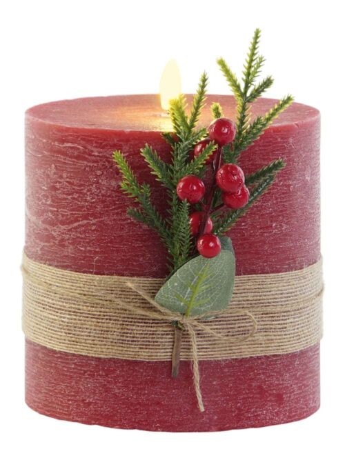 Candele a LED in Cera Rosso con Movimento di Fiamma h15