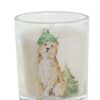 Candela In Cera In Bicchiere Di Vetro Decorato Con Cani