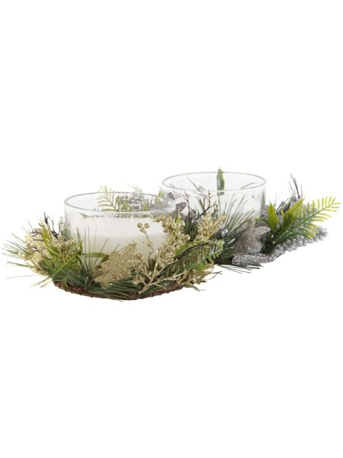 Candela in Cera su Vaso Cristallo con Decorazioni