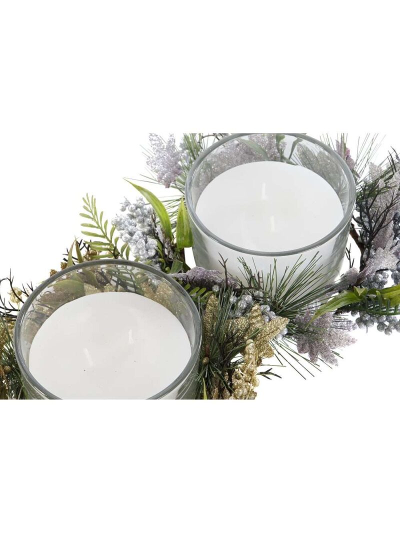 Candela In Cera Su Vaso Cristallo Con Decorazioni