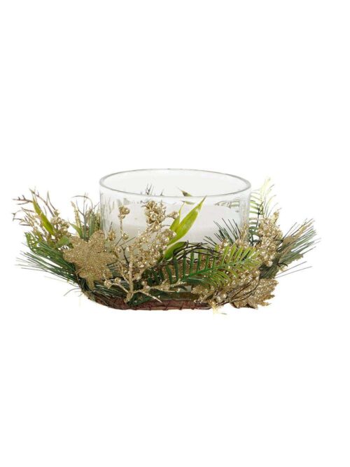 Candela in Cera su Vaso Cristallo con Decorazioni
