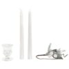 Set 4 Pz Candela In Cera Bianco Perlato E Cristallo