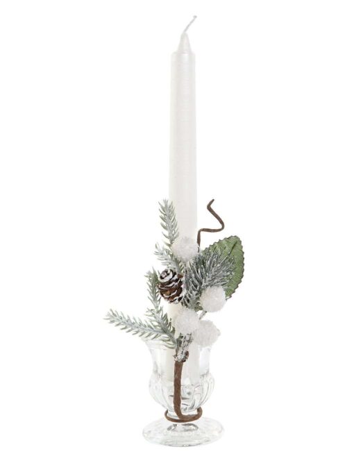 Set 4 pz Candela in Cera Bianco Perlato e Cristallo