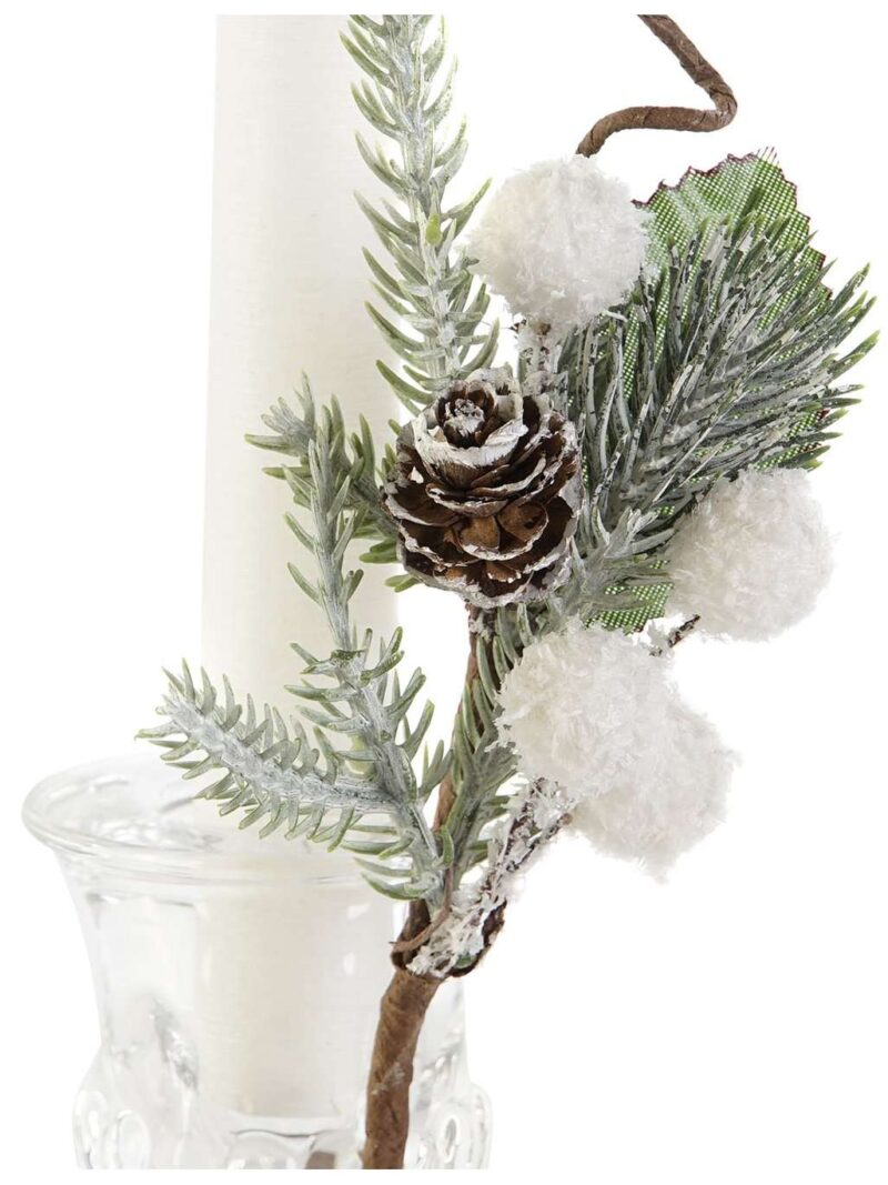 Set 4 Pz Candela In Cera Bianco Perlato E Cristallo