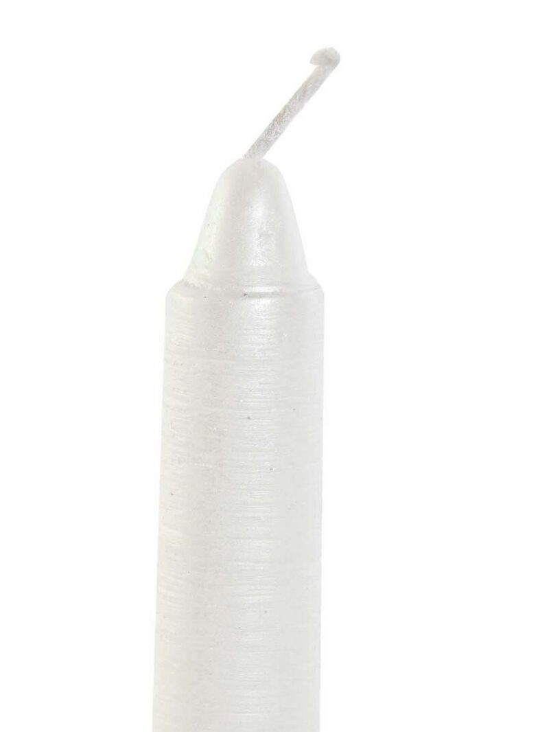 Set 4 Pz Candela In Cera Bianco Perlato E Cristallo