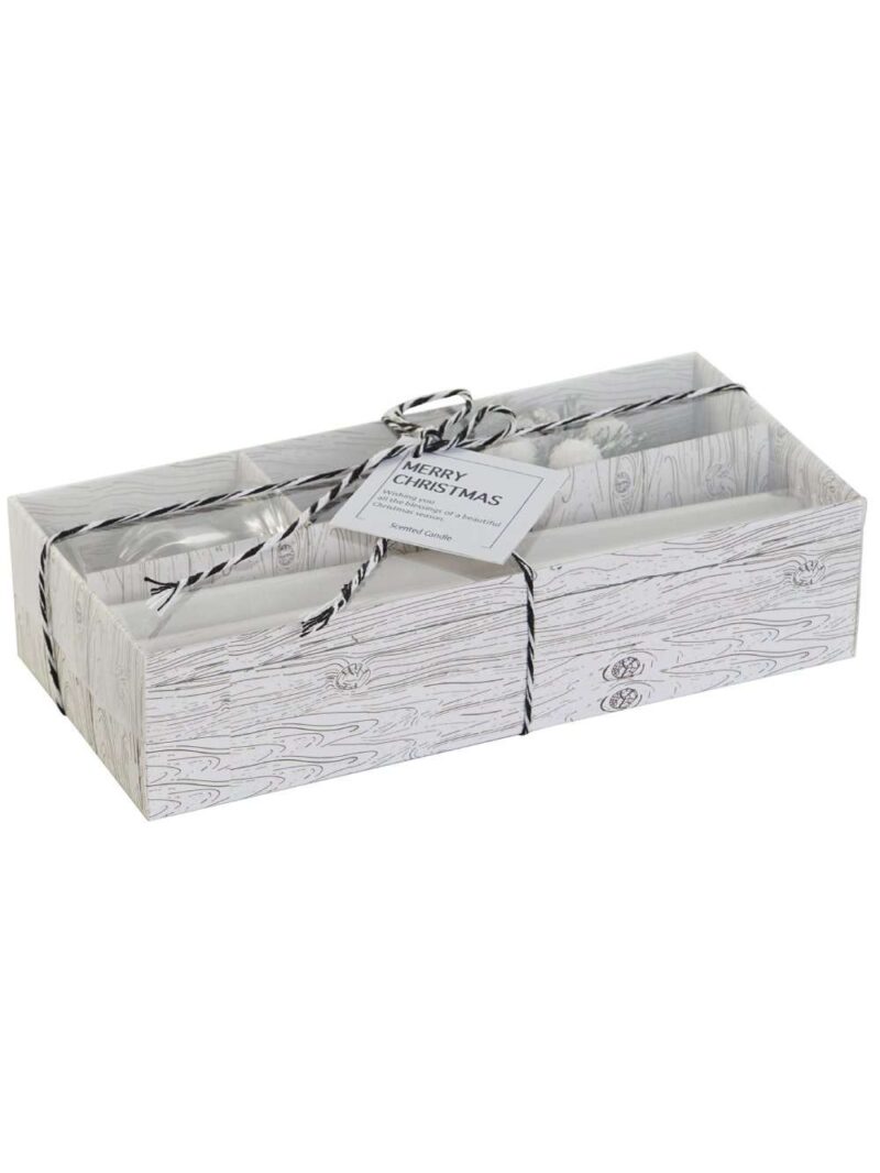 Set 4 Pz Candela In Cera Bianco Perlato E Cristallo