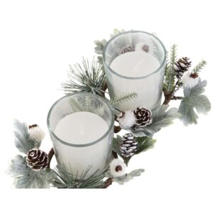 Set di 2 Candele in Cera in Cristallo Pigne e Rametti di Pino