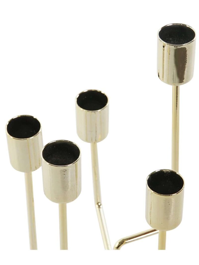 Candelabro In Metallo Dorato 5 Candele 11X11X32 Cm