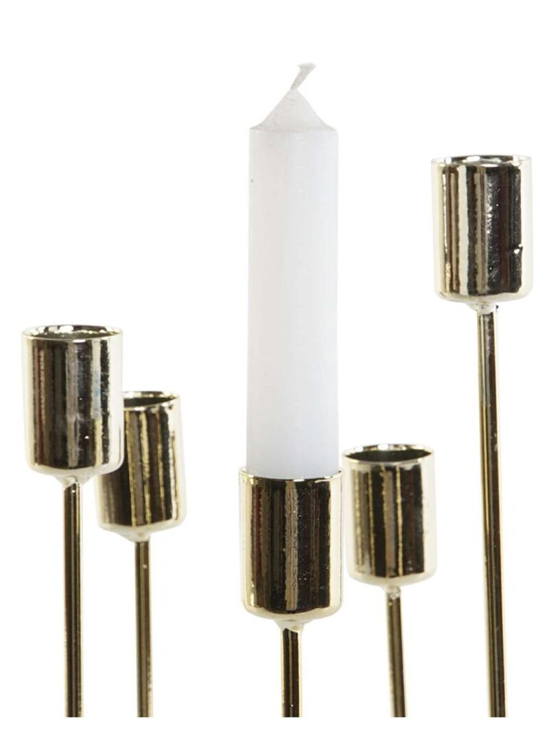 Candelabro In Metallo Dorato 5 Candele 11X11X32 Cm