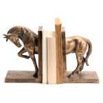 Ferma Libri Cavallo Dorato in Poliresina