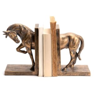 Ferma Libri Cavallo Dorato in Poliresina