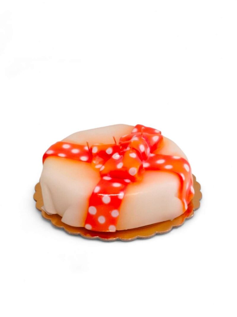 Candela Torta Pacco Regalo - Cassata Bianca Con Fiocco
