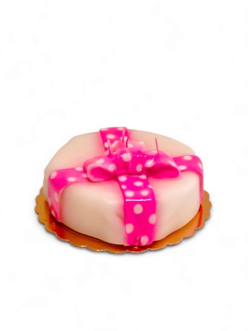 Candela Torta Pacco Regalo - Cassata Bianca Con Fiocco