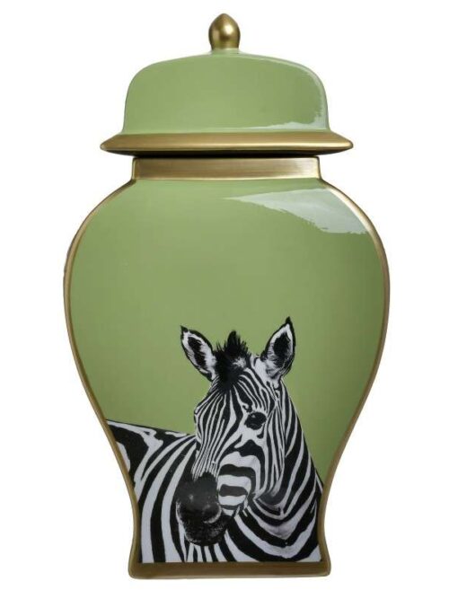Vaso in Porcellana Verde con Zebra