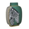 Vaso Decorativo In Porcellana Verde Con Zebra