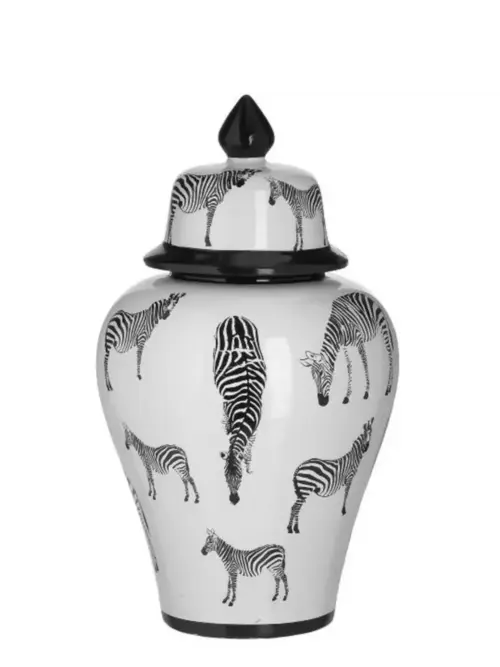 Vaso Decorativo con Coperchio Zebrato