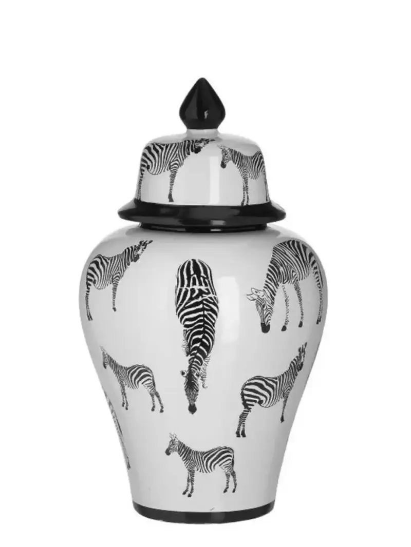 Vaso Decorativo Con Coperchio Zebrato