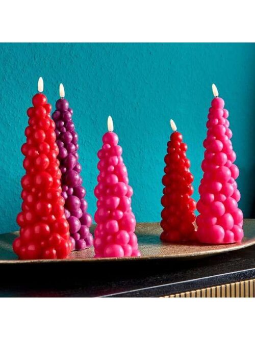 Candela LED Bubble Tree con Fiamma 3D Rossa