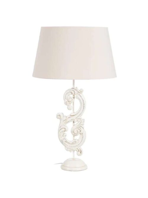 Lampada da Tavolo Shabby Bianca in Resina