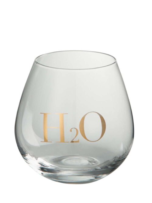 Bicchiere Vetro Trasparente con Serigrafia Oro H2O - 500 ml