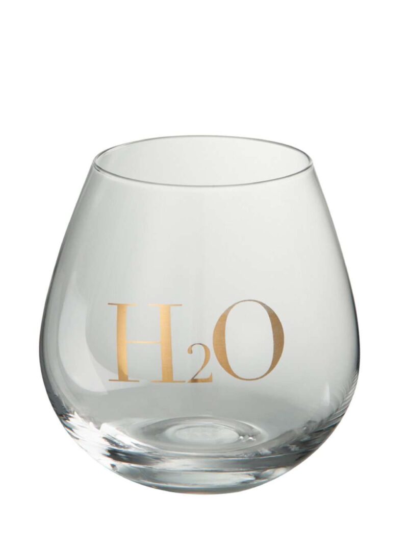 Bicchiere Vetro Trasparente Con Serigrafia Oro H2O - 500 Ml