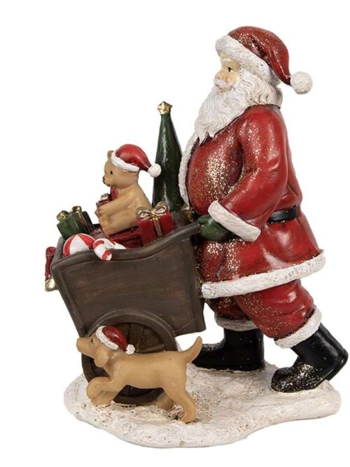 Statuetta Babbo Natale con Carretto e Doni