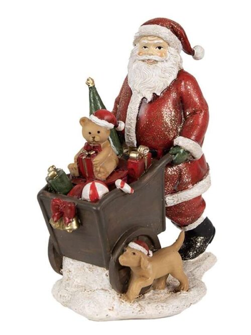 Statuetta Babbo Natale con Carretto e Doni